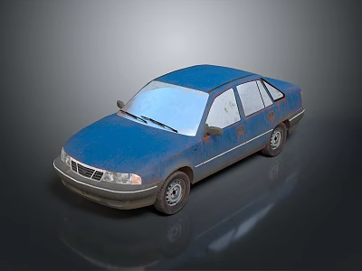 Blue Sedan 3D Model Car With Detailed Exterior And Shiny Surface 3d model