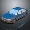 Blue Sedan 3D Model Car With Detailed Exterior And Shiny Surface