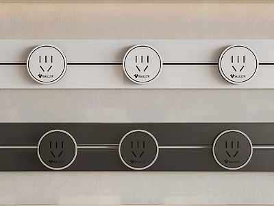 Modern Electrical Switch Socket Panels With Multiple Sockets In White And Gray Double Row Design 3d model