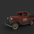 Vintage Red Pickup Truck With Fairbanks Logo Old Fashioned Front Design And Wooden Bed