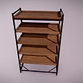 Four Tier Wooden Shelf Unit With Metal Frame Modern Storage Solution