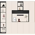Modern Wine Cabinet With Open Shelves Wine Bottles Glasses And Decorations