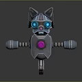 Robot Cat Character 3D Model With Mechanical Ears Blue Glowing Eyes And Pink Core