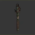 Traditional Ornate Scepter With Intricate Top Structure Vibrant Colors And Textured Column