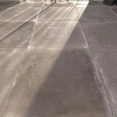 Gray Slate Floor Components With Arranged Tile Pattern And Sunlight Shadow Details 3d model