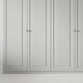 Minimalist Modern Wardrobe Design With Light Gray Vertical Lines And Metal Round Knobs 3d model