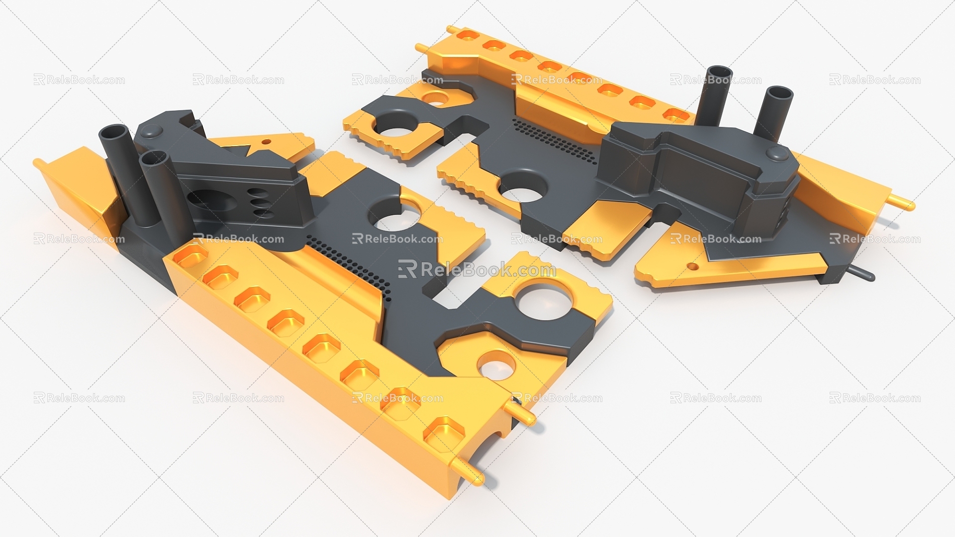 hard surface mould machinery cypunk cylinder hard surface high tech industrial parts 3d model