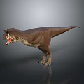 3D Model of T-Rex Dinosaur with Brown Skin Open Mouth Sharp Teeth on Gray Background