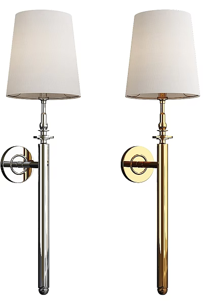 Modern Wall Mounted Lamps With Silver And Gold Metal Finish And Fabric Shades 3d model