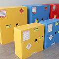 Colorful Labeled Storage Cabinets In Yellow Blue Red For Organized Storage Spaces