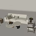 Elegant Cream Sofa And Coffee Table Set With Decorative Pillows And Accent Chairs