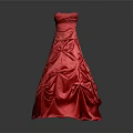 Red Strapless Satin Formal Evening Gown With Ruched Bodice And Embellished Top