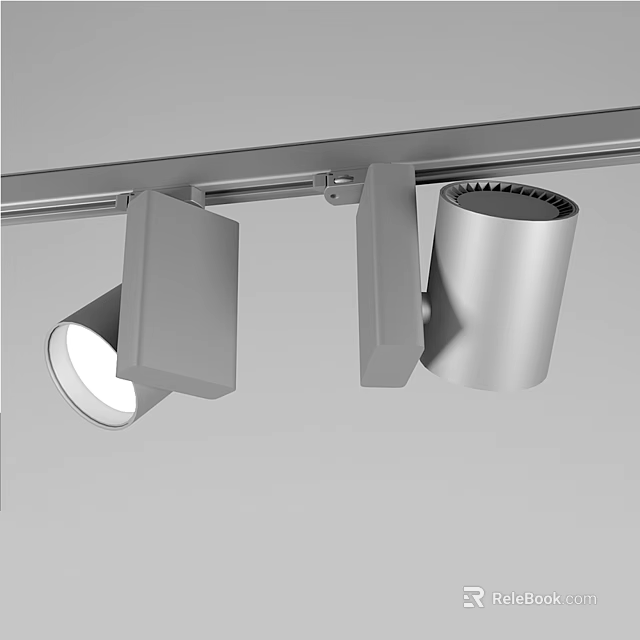 Modern Track Mounted Downlights And Spotlights With Metal Finish For Interior Lighting 3d model 