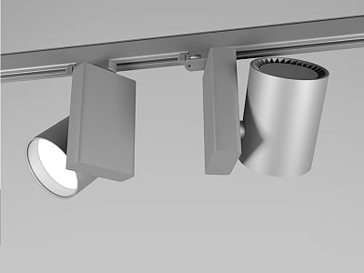 Modern Track Mounted Downlights And Spotlights With Metal Finish For Interior Lighting 3d model