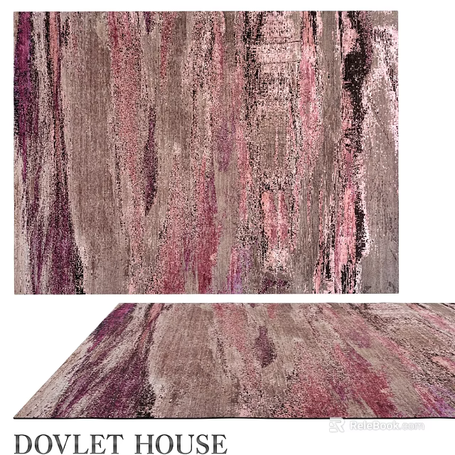 Modern Square Rug With Pink Purple Gray Textured Pattern For Living Room Decor 3d model 