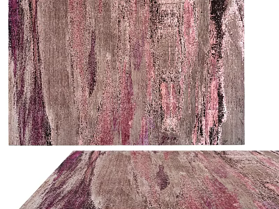 Modern Square Rug With Pink Purple Gray Textured Pattern For Living Room Decor 3d model