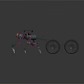 Mechanical Creatures With Glowing Eyes Spider Legs And Wheeled Structure Design 3d model