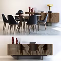 Nordic Dining Table Chair Combination Dining Table Cabinet Combination 3d model