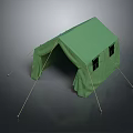 Outdoor Green Canvas Camping Tent Furniture With Support Poles And Windows