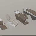 Beauty Salon SPA Equipment Reclining Chairs Treatment Beds Sink Units Beige White Upholstery