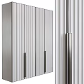 Modern Minimalist Wardrobe With Vertical Striped Design And Sleek Metal Handles