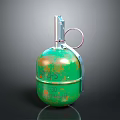 Military Green And Gold Grenade With Fuse Pull Ring And Numbers 345 20 EC94510