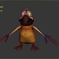 Cartoon Parrot Character With Green Head Yellow Body And Blue Open Wings