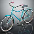 Vintage Blue Bicycle With Pink Handlebars Saddle Fenders And Rear Rack