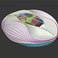 Modern Stadium Architecture Design Featuring White Streamlined Exterior Blue Seats Green Pitch