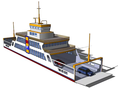 Ferry Structure Designed For Vehicle Loading And Multi level Decks 3d model