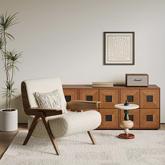 French Middle Style Casual Chair Carmen Cabinet Bucket Cabinet Plush Casual Chair Single Sofa 3d model