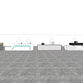 Modern Office Reception Desk Design With Stylish White Black Elements 3d model