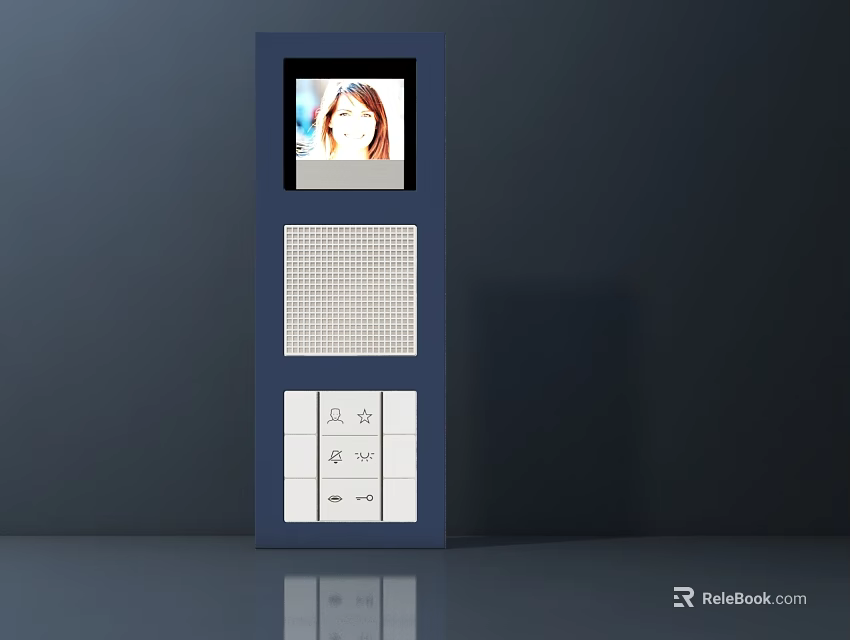 Smart Blue Switch Panel With Digital Screen Grille And Control Buttons 3d model 