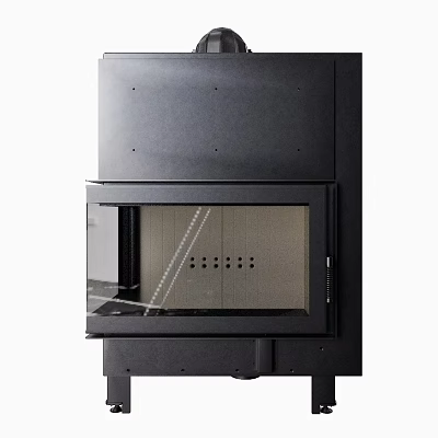 Modern Black Fireplace With Sleek Glass Door And Minimalist Design 3d model