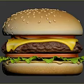 Delicious Cheeseburger With Sesame Bun Beef Patty Cheese Lettuce And Tomato