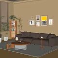 Silent Retro Sofa Double Sofa 3d model
