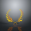 Golden Laurel Wreath Decorative Household Item With Leaves And Reflection On Gray Gradient Background