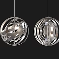 Modern Spherical Silver Chandeliers With Intertwined Metal Strips Design For Contemporary Spaces