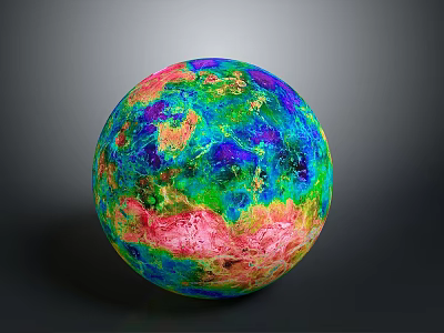 Vibrant Colored Sphere With Glossy Surface And Multicolored Textured Patterns On Dark Background 3d model