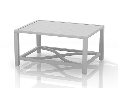 Light Gray Rectangular Dining Table With Flat Top And Curved Cross Base Legs 3d model