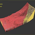 Detailed 3D Topographic Terrain Model With Rugged Mountainous Features And Curved Surface