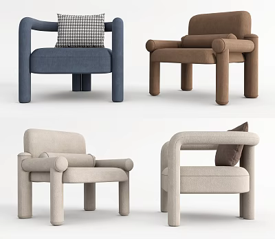 Single Sofa in Various Colors with Modern Minimalist Design Armrests and Soft Cushions 3d model