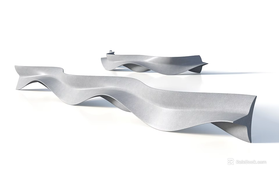 Modern Landscape Seats With Smooth Wave Design For Outdoor Spaces 3d model 