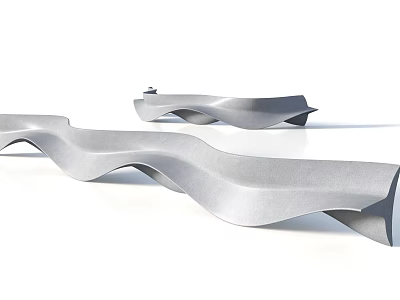 Modern Landscape Seats With Smooth Wave Design For Outdoor Spaces 3d model