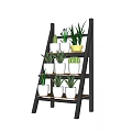 Decorative Garden Ladder Plant Stand With Multiple Shelves And Potted Plants