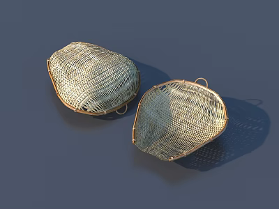 Handcrafted Bamboo Storage Baskets With Intricate Weave For Daily Household Use 3d model