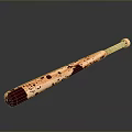 Wooden Baseball Bat Weapon With Blood Stains And Metallic Handle Design