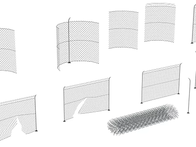Various Designs of Wire Mesh Fencing as Building Components for Construction 3d model