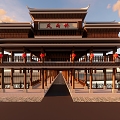 Chinese style wind and rain bridge Tujia rain bridge 3d model