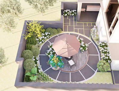 Modern Garden Villa Courtyard Landscape Garden Model Tree 3d model
